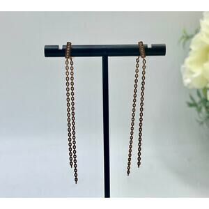 Sterling silver 925 TH Vermeil Pave Top Long Dangle Duster Front Back Earrings
